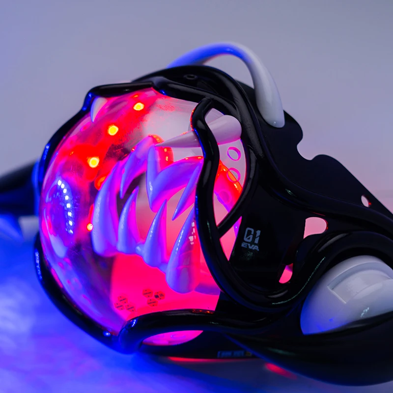 Tech Wear Accessories - Светодиодная меховая маска в стиле киберпанк,